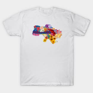 Lot of flowers on the ukrainian map T-Shirt